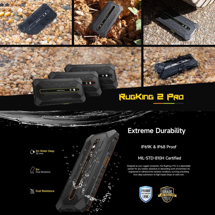 [HK Warehouse] Ulefone RugKing 2 Pro, 4GB+64GB, IP68/IP69K Rugged Phone, 5.45 inch Android 16 Unisoc T7250 Octa Core, Network: 4G, NFC, OTG (Orange) - Image 5