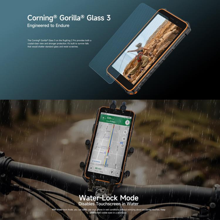 [HK Warehouse] Ulefone RugKing 2 Pro, 4GB+64GB, IP68/IP69K Rugged Phone, 5.45 inch Android 16 Unisoc T7250 Octa Core, Network: 4G, NFC, OTG (Orange) - Image 6