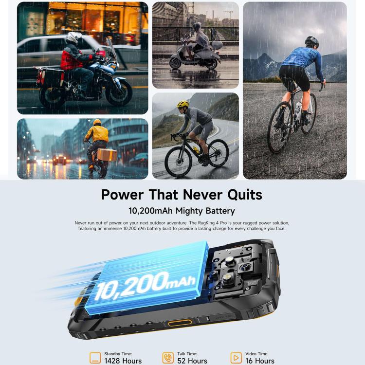 [HK Warehouse] Ulefone RugKing 4 Pro, 8GB+128GB, IP68/IP69K Rugged Phone, 6.56 inch Android 16 Unisoc T7250 Octa Core, Network: 4G, NFC, OTG (Black) - Image 8