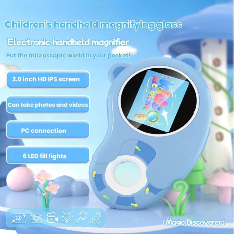 HM020H Portable HD Kids Digital Microscope Electronic Magnifier Science Toy(Blue) - Image 2