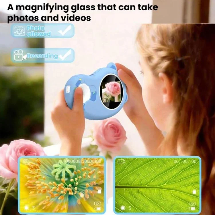 HM020H Portable HD Kids Digital Microscope Electronic Magnifier Science Toy(Blue) - Image 7