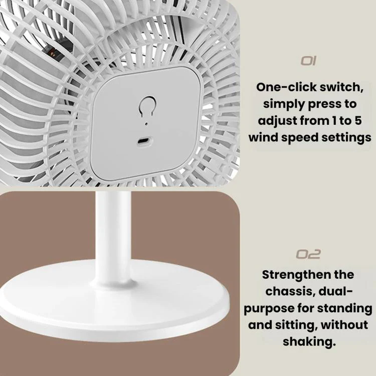 Home Use High-Power Extendable Desktop/Floor Fan(White Black) - Image 4