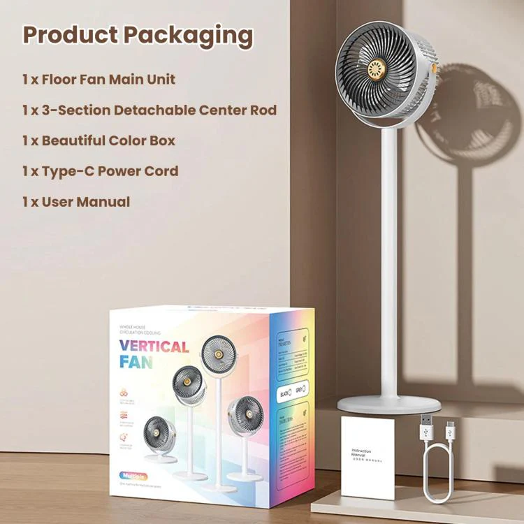Home Use High-Power Extendable Desktop/Floor Fan(White Gray) - Image 12