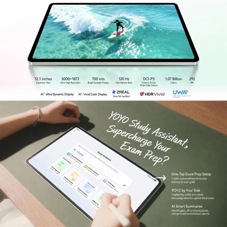 Honor Pad 20 Standard Edition WiFi Tablet PC, 12.1 inch 8GB+256GB MagicOS 10 Qualcomm Snapdragon 7 Gen3 Octa Core, US Plug (Grey) - Image 10