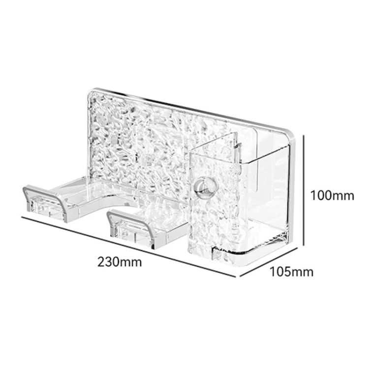 Household Hair Dryer Shelf Bathroom No Punching Wall Mounted Storage Rack(Transparent Silver) - Image 3