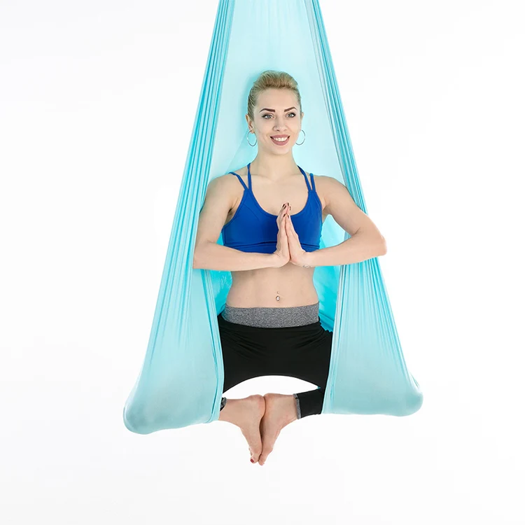 Household Handstand Elastic Stretching Rope Aerial Yoga Hammock Set(Lake Blue) - Image 4