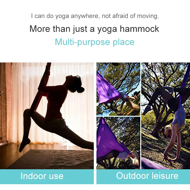 Household Handstand Elastic Stretching Rope Aerial Yoga Hammock Set(Rose Red) - Image 12