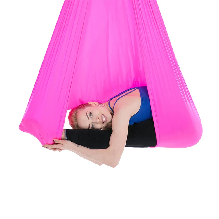 Household Handstand Elastic Stretching Rope Aerial Yoga Hammock Set(Rose Red) - Image 3