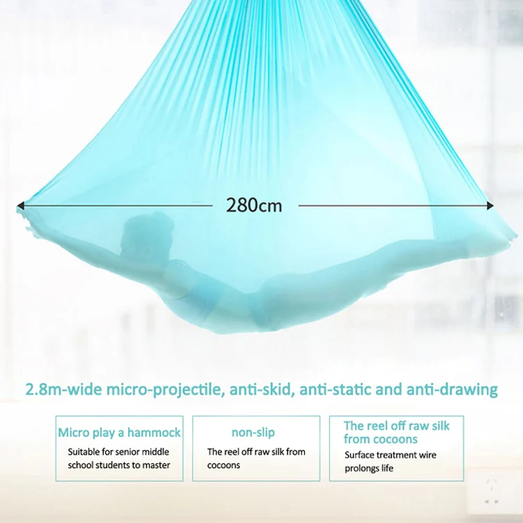 Household Handstand Elastic Stretching Rope Aerial Yoga Hammock Set(Sky Blue) - Image 8