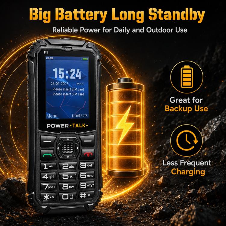HP219 IP68 Rugged Phone, 2.4 inch, SC6531E, Network: 2G, BT, FM, SOS, Torch, Plug:US Plug(Black) - Image 6