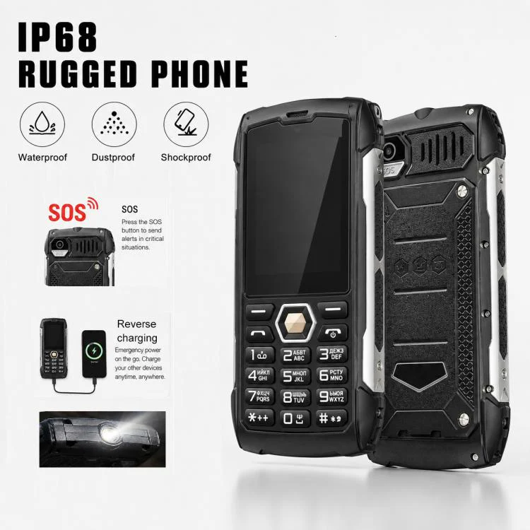 HP288 IP68 Rugged Phone, 2.8 inch, 4000mAh Battery, Network: 2G, BT, FM, SOS, Torch, Russian Keyboard, Plug:AU Plug(Black) - Image 8