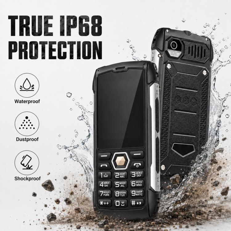 HP288 IP68 Rugged Phone, 2.8 inch, 4000mAh Battery, Network: 2G, BT, FM, SOS, Torch, Russian Keyboard, Plug:EU Plug(Black) - Image 7