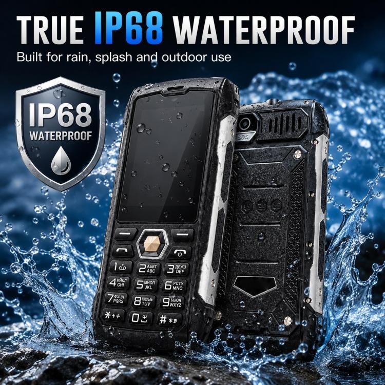 HP288 IP68 Rugged Phone, 2.8 inch, 4000mAh Battery, Network: 2G, BT, FM, SOS, Torch, Russian Keyboard, Plug:UK Plug(Black) - Image 12