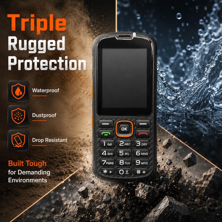 HP290Z 4G IP68 Rugged Phone, 2.8 inch, 3000mAh Battery, Network: 4G, BT, FM, SOS, Torch, With Charging Dock, Plug:EU Plug(Black) - Image 5
