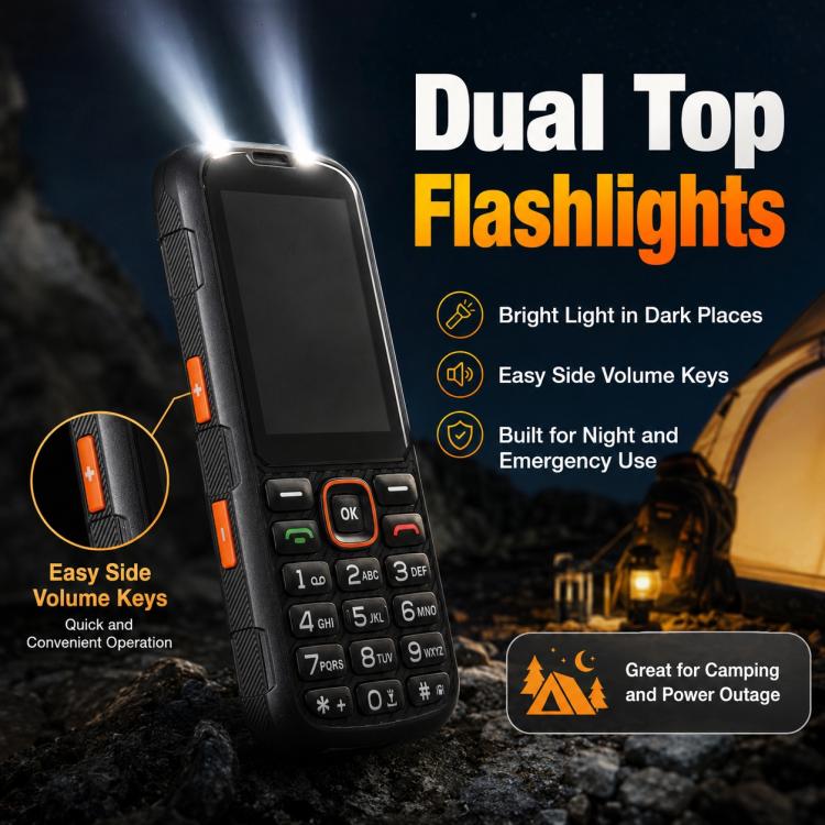 HP290Z 4G IP68 Rugged Phone, 2.8 inch, 3000mAh Battery, Network: 4G, BT, FM, SOS, Torch, With Charging Dock, Plug:UK Plug(Black) - Image 13