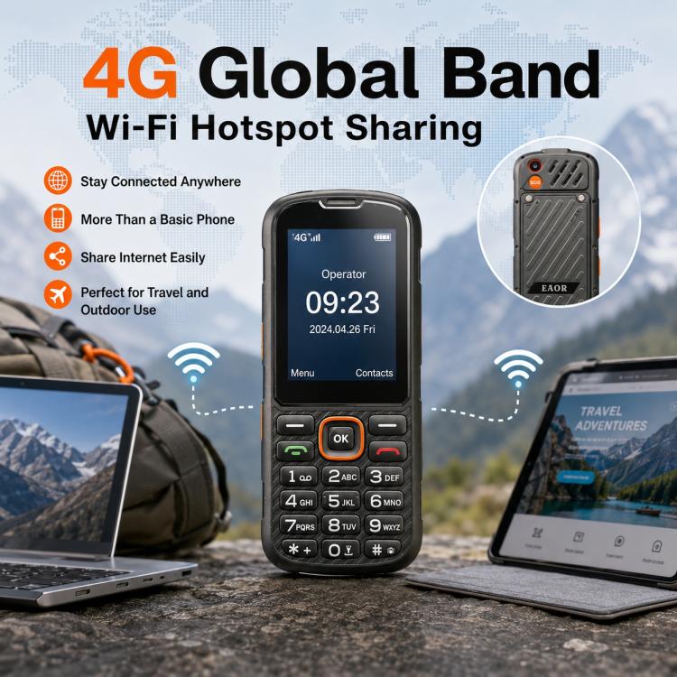 HP290Z 4G IP68 Rugged Phone, 2.8 inch, 3000mAh Battery, Network: 4G, BT, FM, SOS, Torch, With Charging Dock, Plug:UK Plug(Black) - Image 8