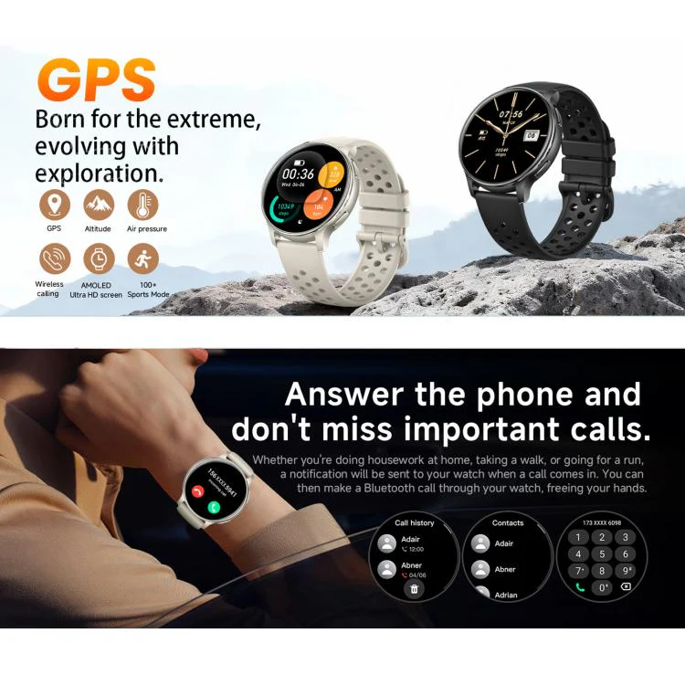HT43 1.32 inch GPS Ultra-thin Sports Smart Watch Supports Bluetooth Call / Heart Rate / Sleep Monitoring(Black) - Image 5