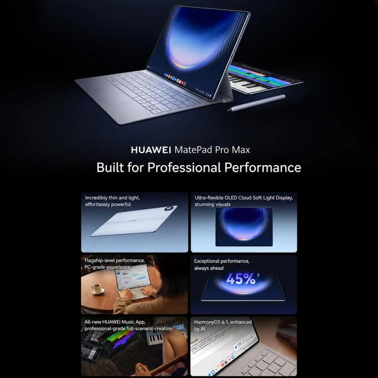 HUAWEI MatePad Pro Max Enjoy Edition 13.2 inch WiFi, 12GB+512GB, HarmonyOS 6.1 Hisilicon Kirin T93, Not Support Google Play (Dark Gray) - Image 7