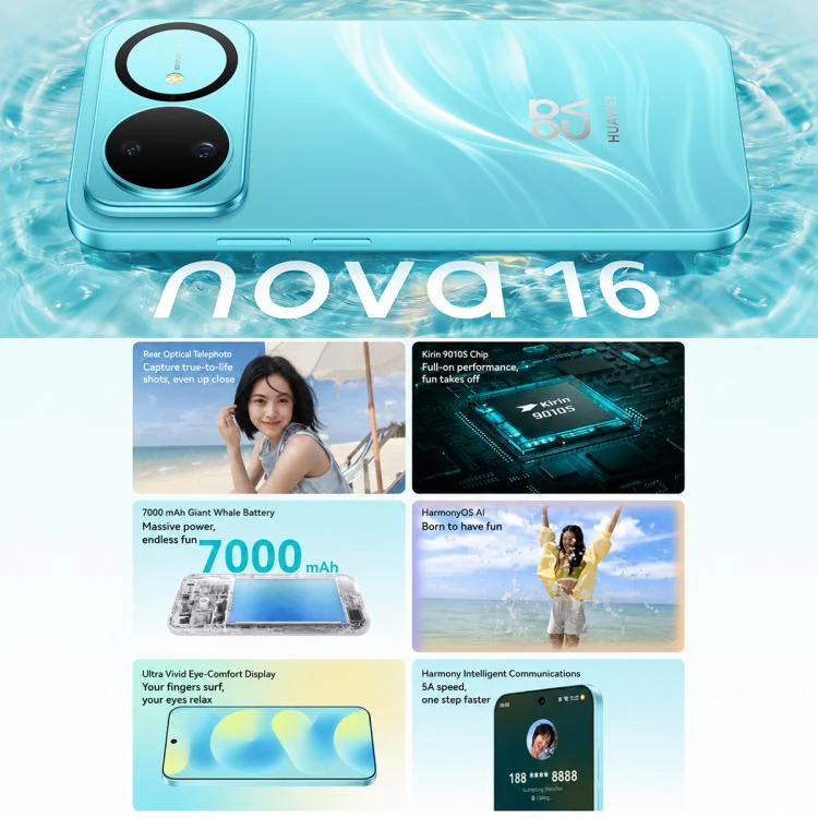 Huawei nova 16, 12GB+512GB, Side Fingerprint Identification, 6.68 inch HarmonyOS 6.1 Kirin 9010S Octa Cora, NFC, OTG, Not Support Google Play (Blue Pink) - Image 5