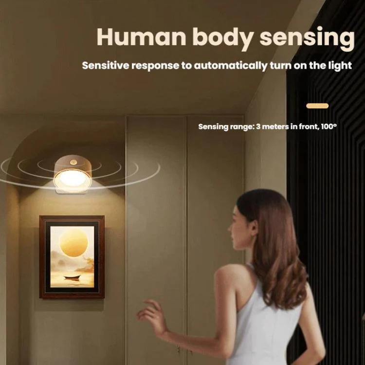 Human Body Sensor Version Magnetic 360-degree Rotating Rechargeable Wall Light Night Light for Cabinets, Closet, Hallway 1200mAh - Image 6