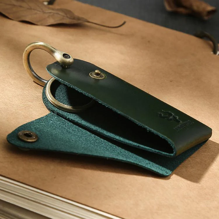 HUMERPAUL HU114 Vintage Leather Buckle Key Pouch Waist-Wearable Multi-Functional Metal Keyring(Green) - Image 4