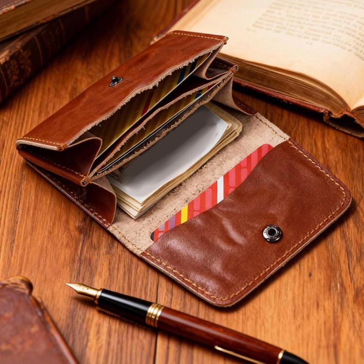 HUMERPAUL HU115 Hand-embossed Vegetable Tanned Leather Credit Card Wallet Coin Pouch(Light Brown) - Image 3