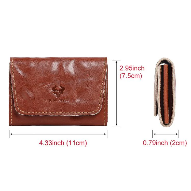 HUMERPAUL HU115 Hand-embossed Vegetable Tanned Leather Credit Card Wallet Coin Pouch(Light Brown) - Image 7