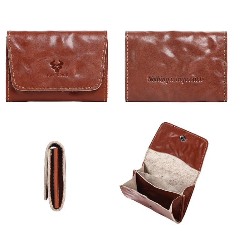 HUMERPAUL HU115 Hand-embossed Vegetable Tanned Leather Credit Card Wallet Coin Pouch(Red) - Image 6