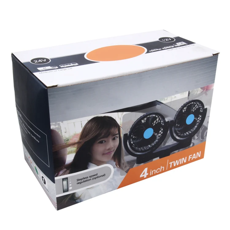 HUXIN HX-T604E 12W 6inch 360 Degree Adjustable Rotation Clip One Head Low Noise Mini Electric Car Fan with Roller Switch, DC24V - Image 5