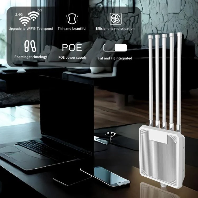 HW3000L IP67 Waterproof 3000Mbps WiFi 6 2.4 / 5G Dual Band High Gain Antenna POE Router, Plug:AU Plug(White Antenna) - Image 6