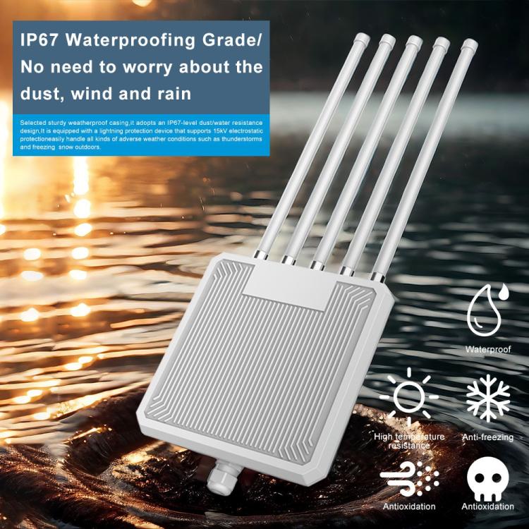 HW3000L IP67 Waterproof 3000Mbps WiFi 6 2.4 / 5G Dual Band High Gain Antenna POE Router, Plug:AU Plug(White Antenna) - Image 7