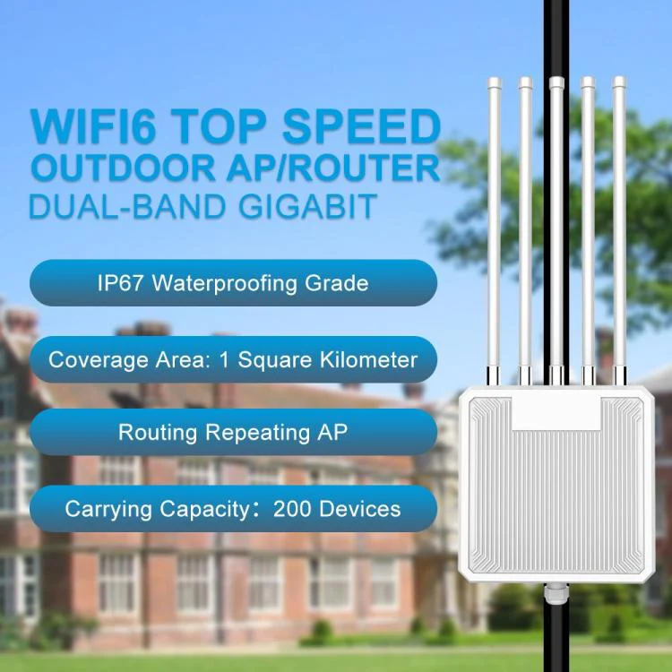 HW3000L IP67 Waterproof 3000Mbps WiFi 6 2.4 / 5G Dual Band High Gain Antenna POE Router, Plug:UK Plug(Grey Antenna) - Image 5
