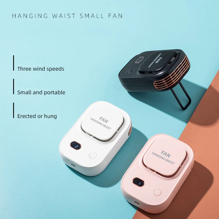 HX-150A Outdoor Digital Display Silent USB Charging Bladeless Waist Hanging Neck Fan(White) - Image 2