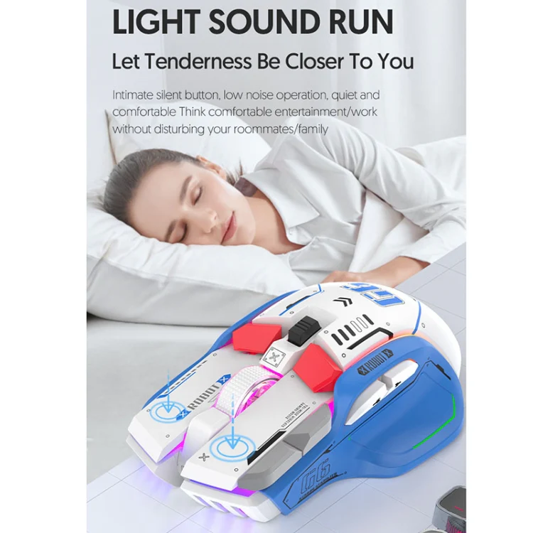 HXSJ G6 10 Keys RGB 12800DPI Tri-mode Wireless Gaming Mouse(White) - Image 10