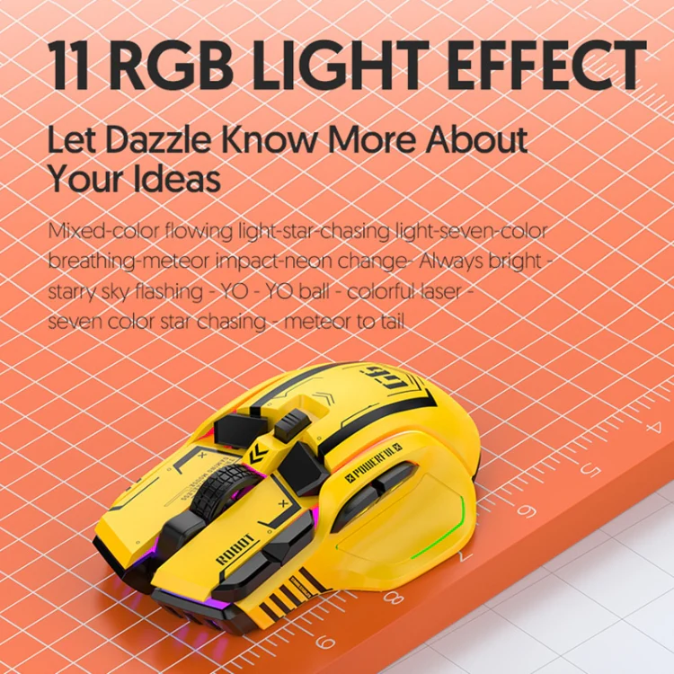 HXSJ G6 10 Keys RGB 12800DPI Tri-mode Wireless Gaming Mouse(White) - Image 7