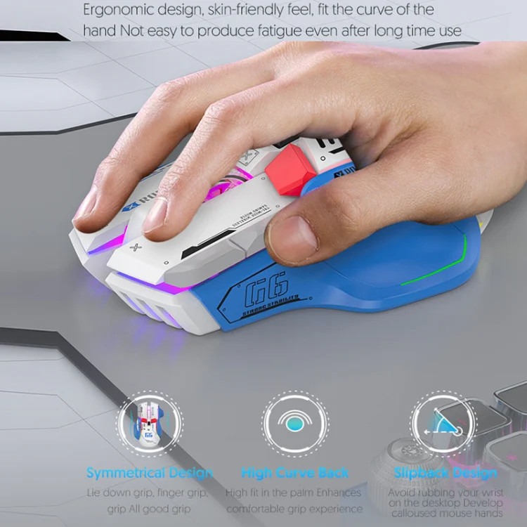 HXSJ G6 10 Keys RGB 12800DPI Tri-mode Wireless Gaming Mouse(Yellow) - Image 8