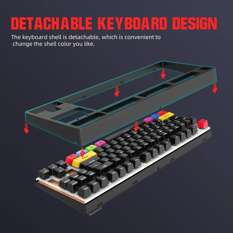 HXSJ L600 87 Keys USB-C / Type-C Wired Red Shaft Mechanical Keyboard with Cool Backlight(White) - Image 6