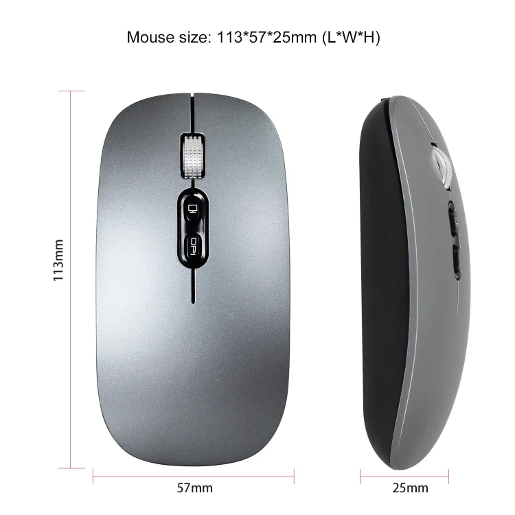 HXSJ M103 1600DPI 2.4GHz Wireless Rechargeable Mouse(Grey) - Image 3