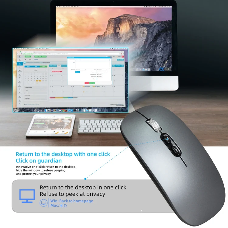 HXSJ M103 1600DPI 2.4GHz Wireless Rechargeable Mouse(Silver) - Image 7