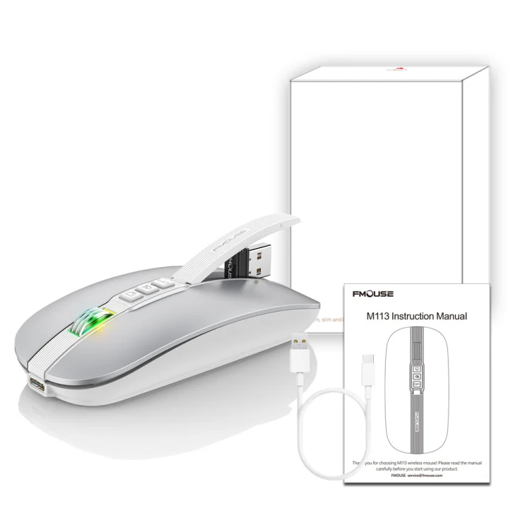 HXSJ M113 2400DPI Dual Mode 2.4GHz + Bluetooth 5.1 Wireless Mouse(Space Silver) - Image 2