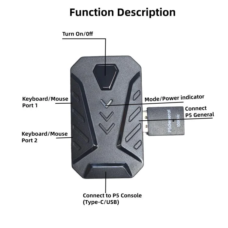 HXSJ Master-P5+V100+A869 Gaming Keyboard and Mouse Adapter Set for PS5(Black) - Image 9
