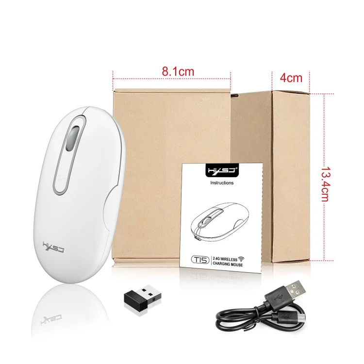 HXSJ T15 2.4GHz 4 Keys Wireless Mute Mouse(White) - Image 7