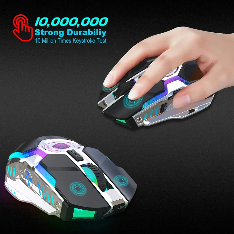 HXSJ T30 2400DPI RGB 2.4GHz Wireless Mouse(Metallic Grey) - Image 7