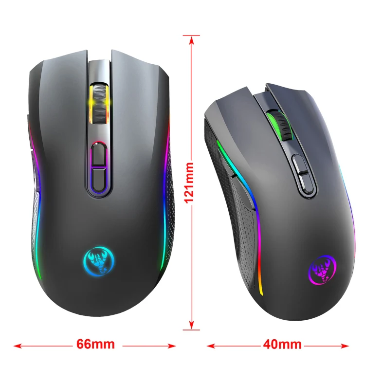 HXSJ T69 4800DPI RGB 2.4GHz Wireless Mouse(Black) - Image 2