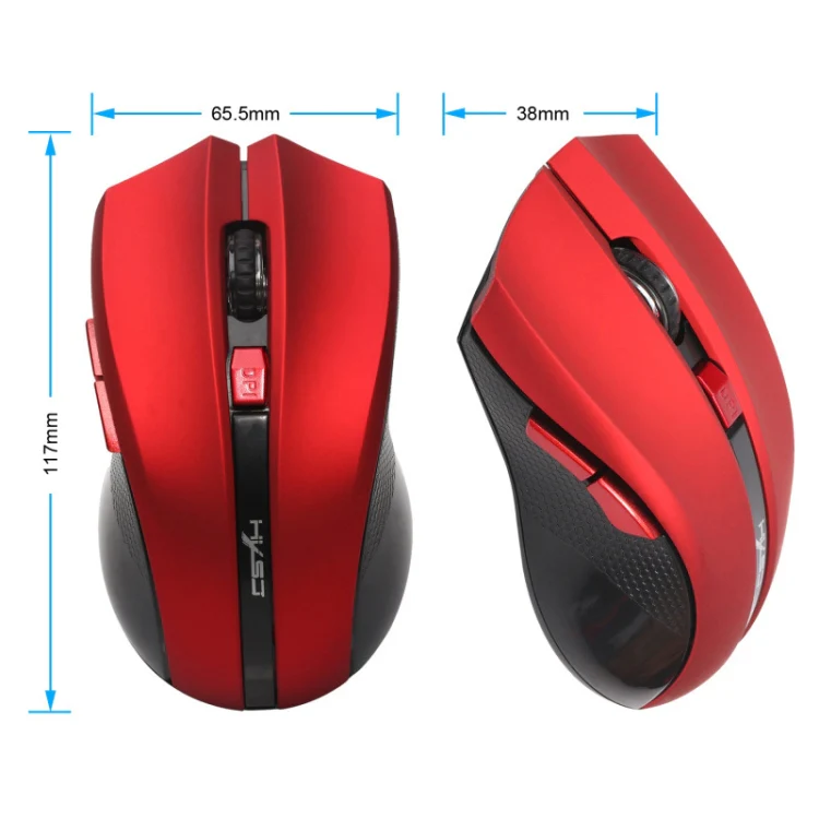 HXSJ X50 2.4G 6 Keys 1600DPI Three-speed Adjustable Wireless Mouse(Red) - Image 4