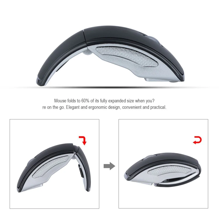HXSJ ZD-01 1600DPI 2.4GHz Wireless Foldable Mouse(Black) - Image 8