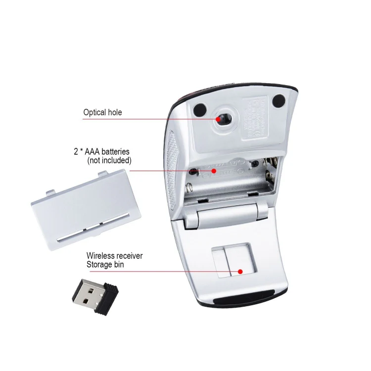 HXSJ ZD-01 1600DPI 2.4GHz Wireless Foldable Mouse(Grey) - Image 7