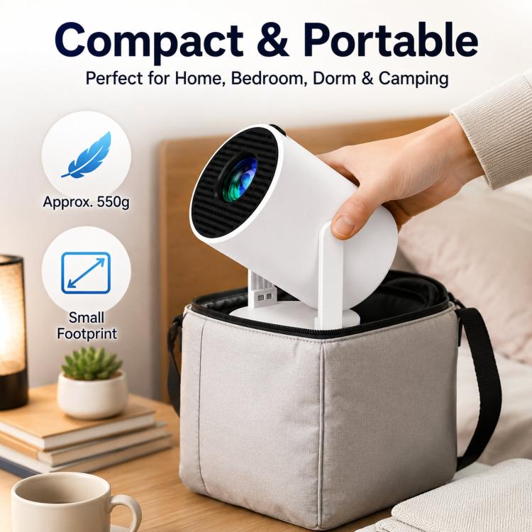 HY300 Ultra Mini Portable Short-Throw Home Projector Android 13 HD Projector US Plug(White) - Image 6