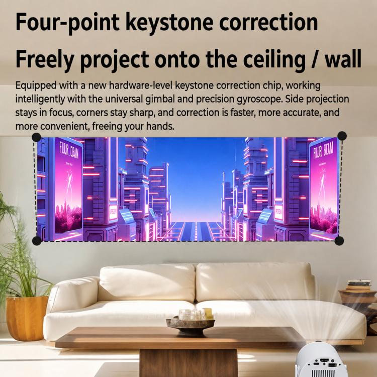 HY300Pro+ Mini Android 13 Short-Throw Projector HD Portable Home Projector EU Plug(White) - Image 6