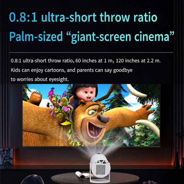 HY300Pro+ Mini Android 13 Short-Throw Projector HD Portable Home Projector US Plug(White) - Image 9